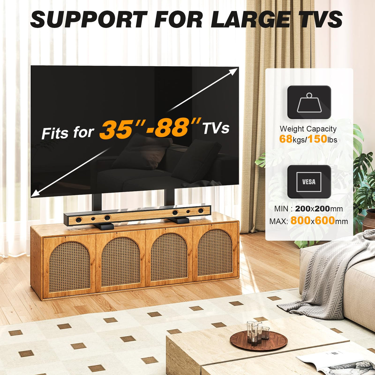 5Rcom table top TV stand small-space design saves room in compact setups.