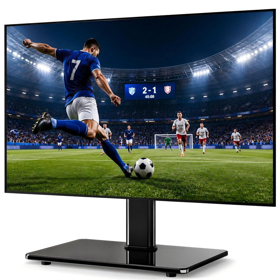 5Rcom universal swivel TV stand base provides stable tabletop mounting for 27-60 inch TVs.