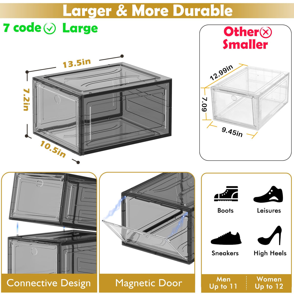 7 Code clear shoe storage organizer transparent front for quick shoe identification
