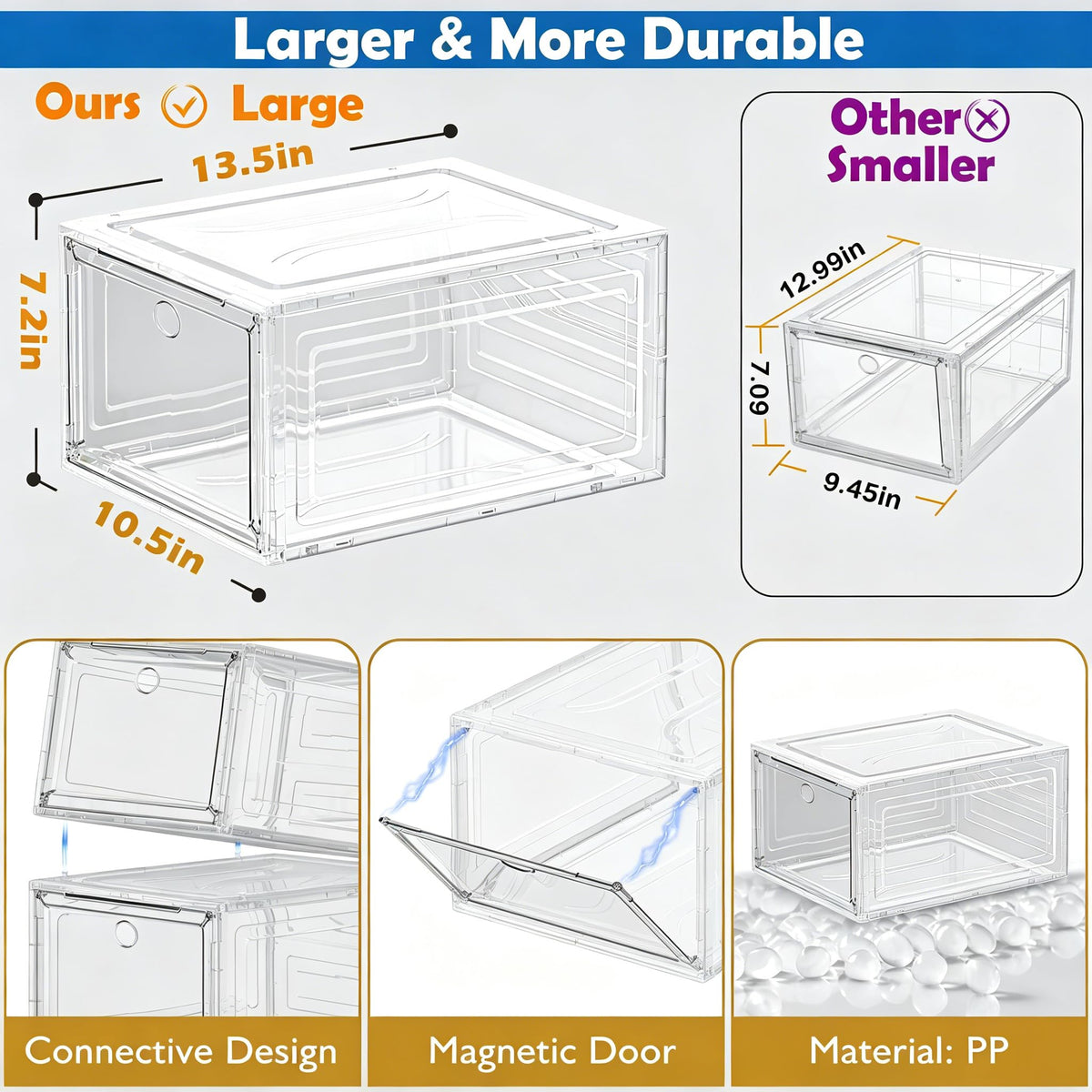 7 code white virgin material reflects premium, clean appearance.