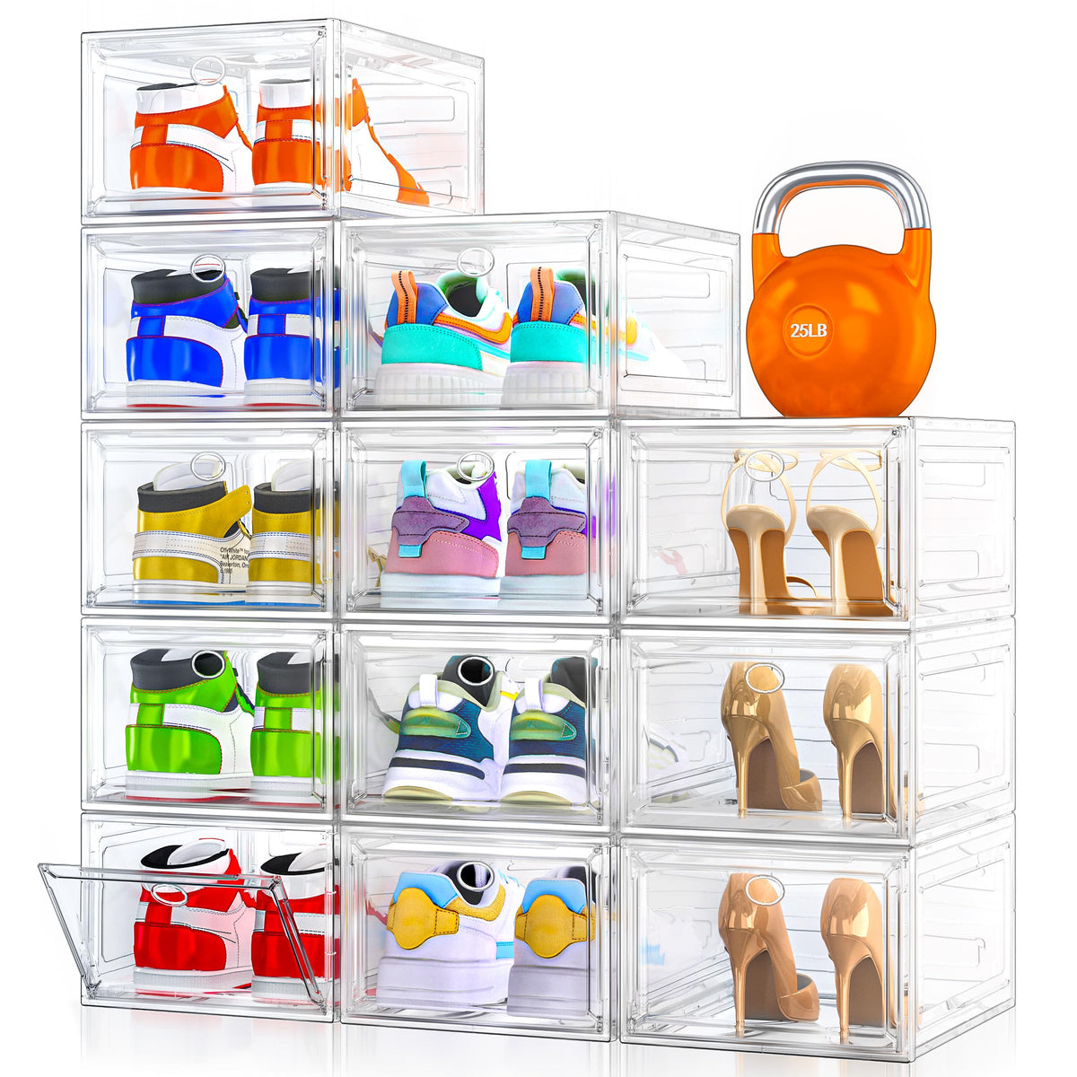 7code clear shoe storage with magnetic door for quick access and visibility