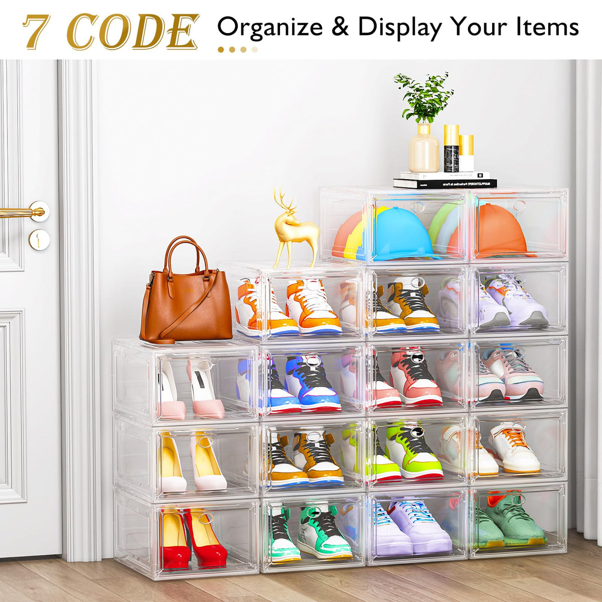 7code space-saving stackable design for organized closets