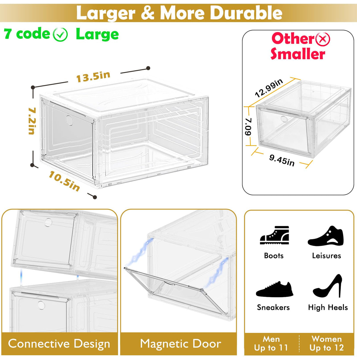 7code transparent front door view showing stored footwear