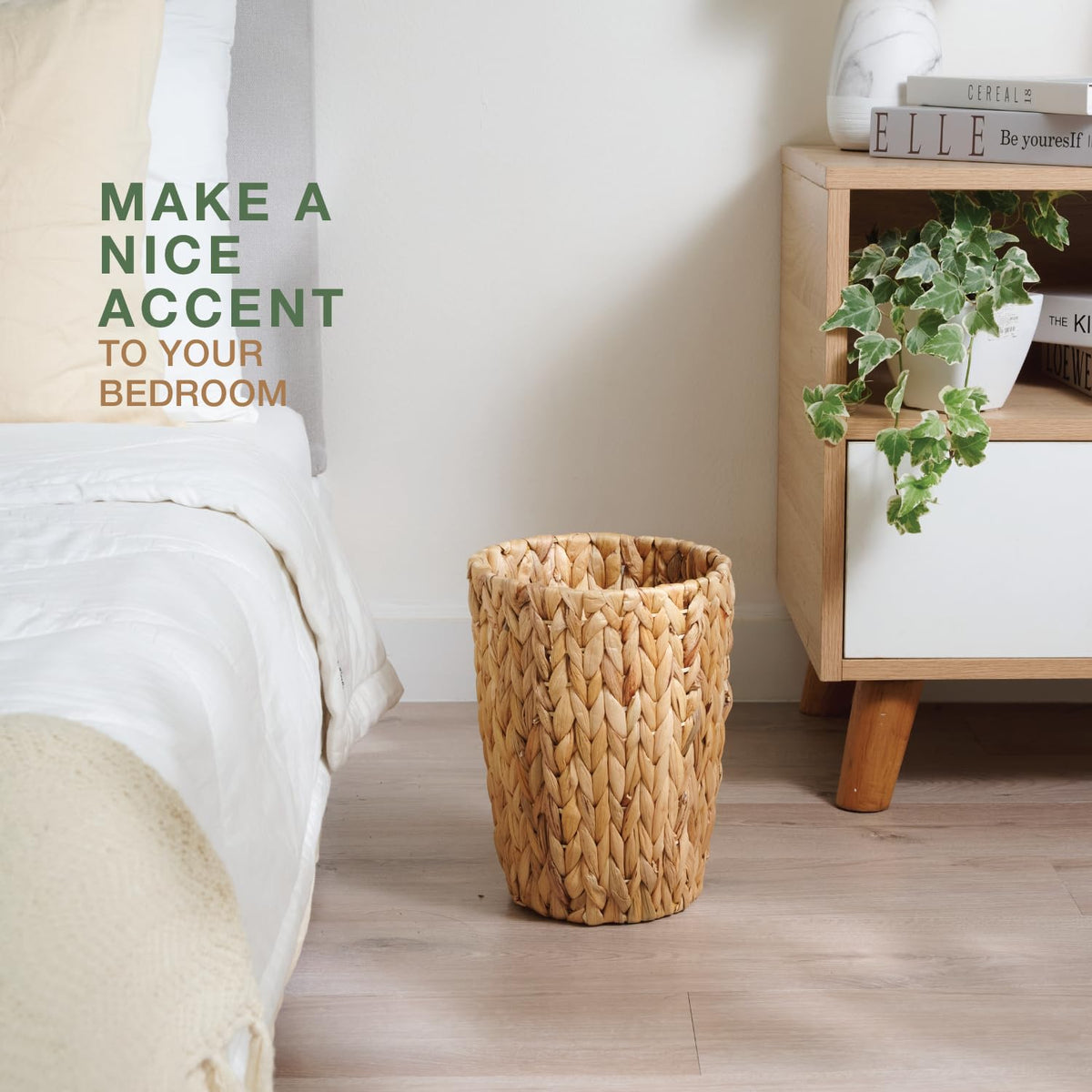 84ECO woven waste basket in living space with durable metal frame