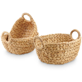 84ECO set of 3 wicker storage baskets in natural large size for organized shelves