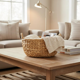 84ECO set of 3 wicker storage baskets in natural medium size for tidy bathroom