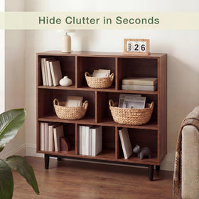 84ECO set of 3 wicker storage baskets in natural small size for compact spaces