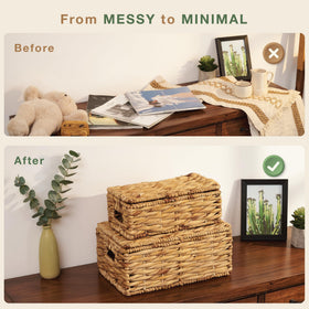 84ECO wicker bins with lids used for shelves and closets