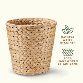 84ECO wicker trash can in living room serves as decor and discreet waste bin