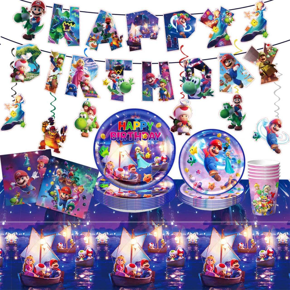 88xiaoyun Mario party banner; bright centerpiece for festive photos