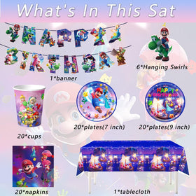 88xiaoyun Mario party tablecloth; keeps surfaces clean during fun
