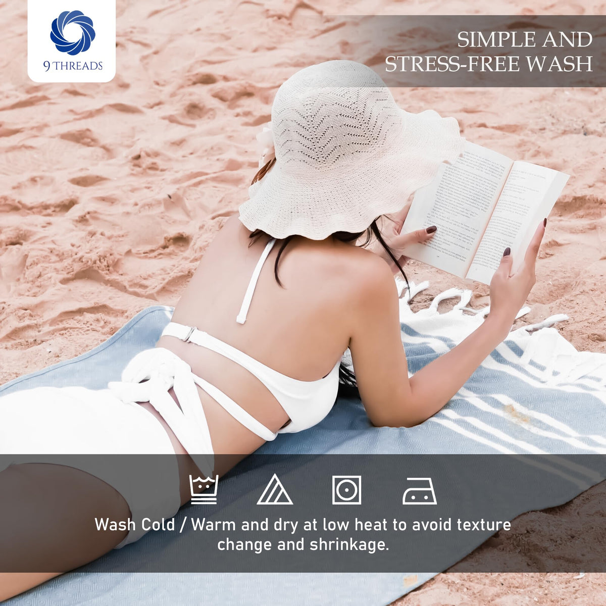 9Threads sand-free design keeps sand away during beach days