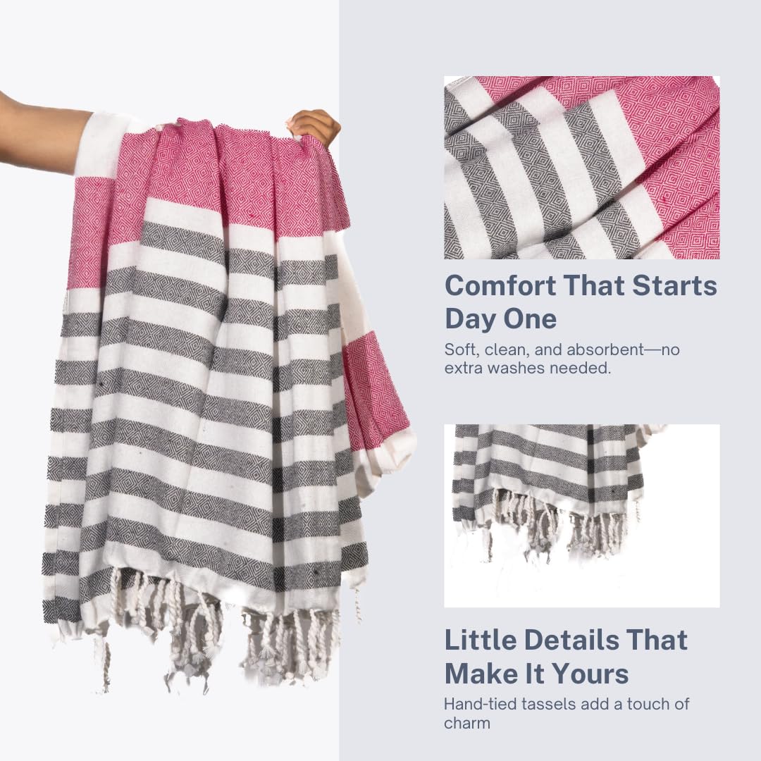 9Threads Rosé Obsidian towel is prewashed for soft, day-one comfort.