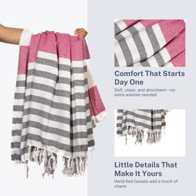9Threads Rosé Obsidian towel is prewashed for soft, day-one comfort.