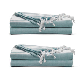 9Threads Turkish beach towel with sand-free design in green for beach and pool days