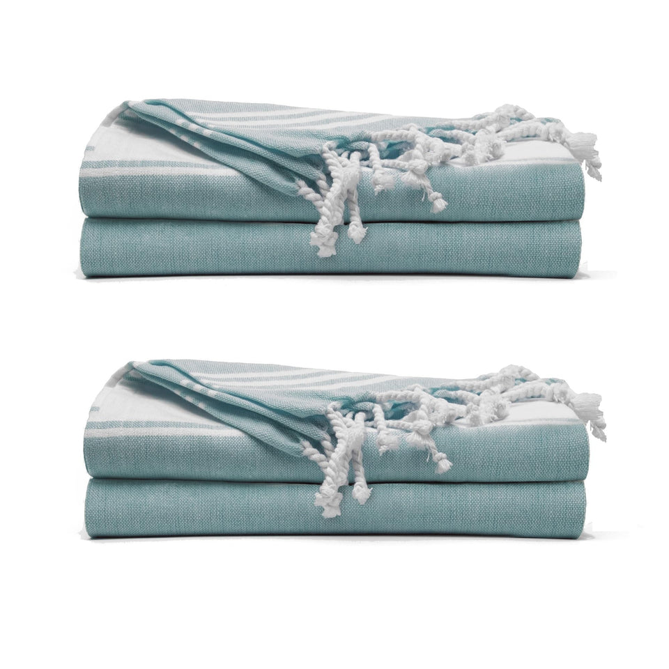 9Threads Turkish beach towel with sand-free design in green for beach and pool days