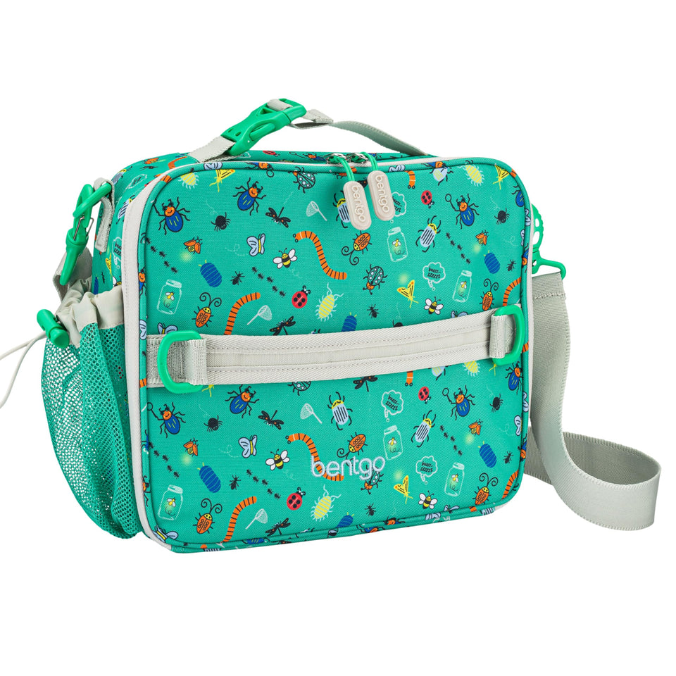 Bentgo Kids Lunch Bag Bug Buddies outside view, sturdy everyday transport.