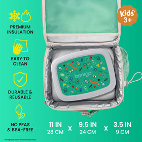 Bentgo Kids Lunch Bag water-resistant fabric close-up, easy to wipe clean.
