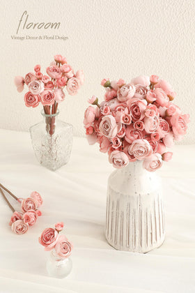 Floroom mini ranunculus dusty rose closeup showing silk petals for realistic bouquets