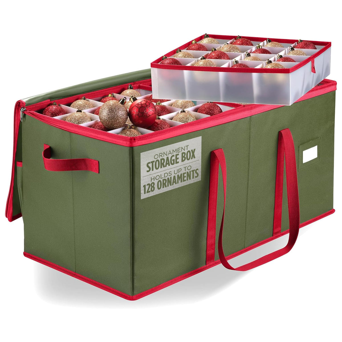 Handy Laundry Christmas ornament storage box viewed from the top for organized, protected decorations.