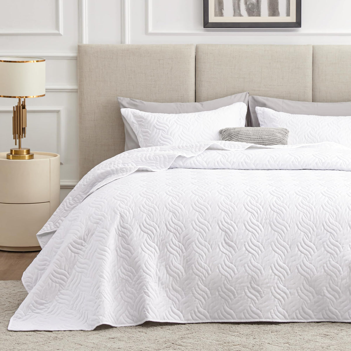 Love's cabin queen bed coverlet with wave pattern for lightweight year-round comfort