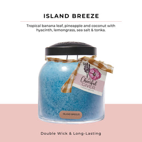 A Cheerful Giver Island Breeze closeup wax wick showing double-wick burn