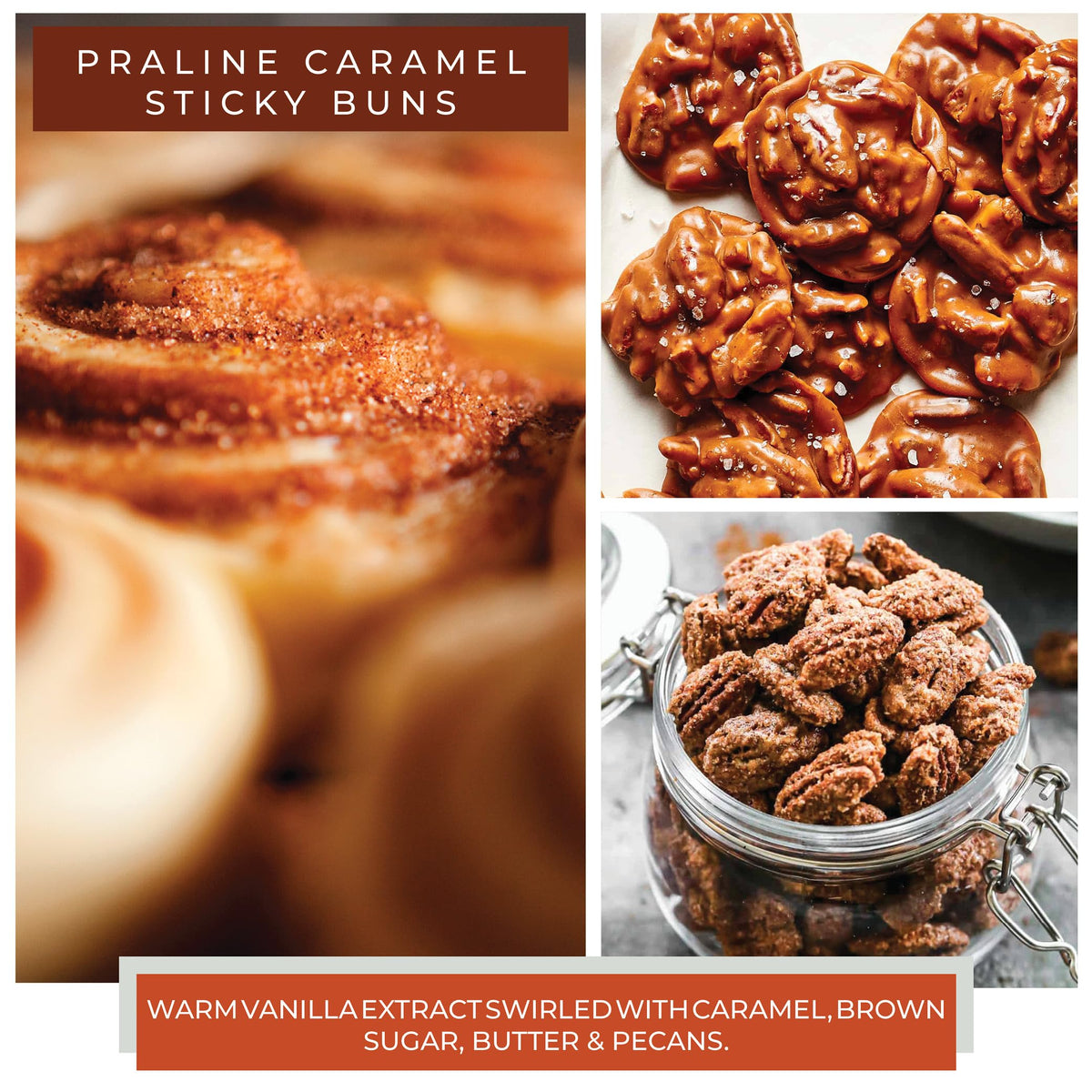 Close look at sticky buns scent with vanilla caramel, ideal for relaxing evenings.