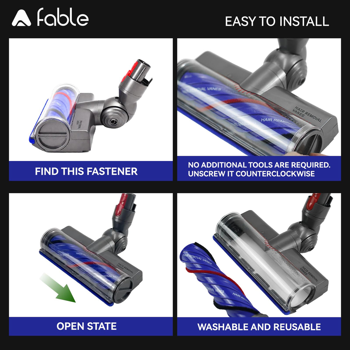 A Fable full-articulation head rotates 180° and tilts 90° for versatile reach.