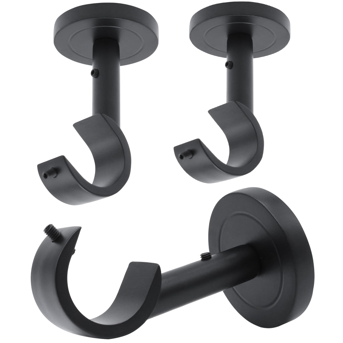 A Key Tech curtain rod brackets pack for wall and ceiling installation with a clean look
