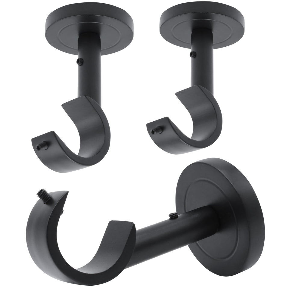 A Key Tech curtain rod brackets pack for wall and ceiling installation with a clean look