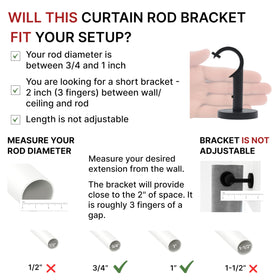 A Key Tech heavy-duty black finish bracket supports long drapes securely