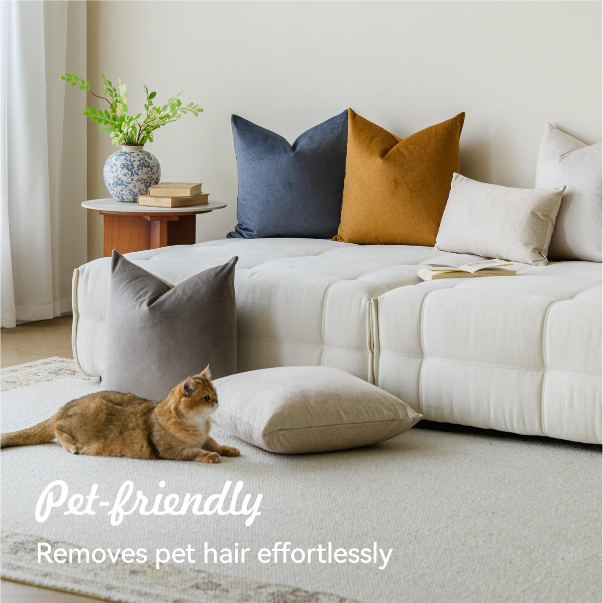 a moment green pillow cover in living room decor, easy-care and fade-resistant