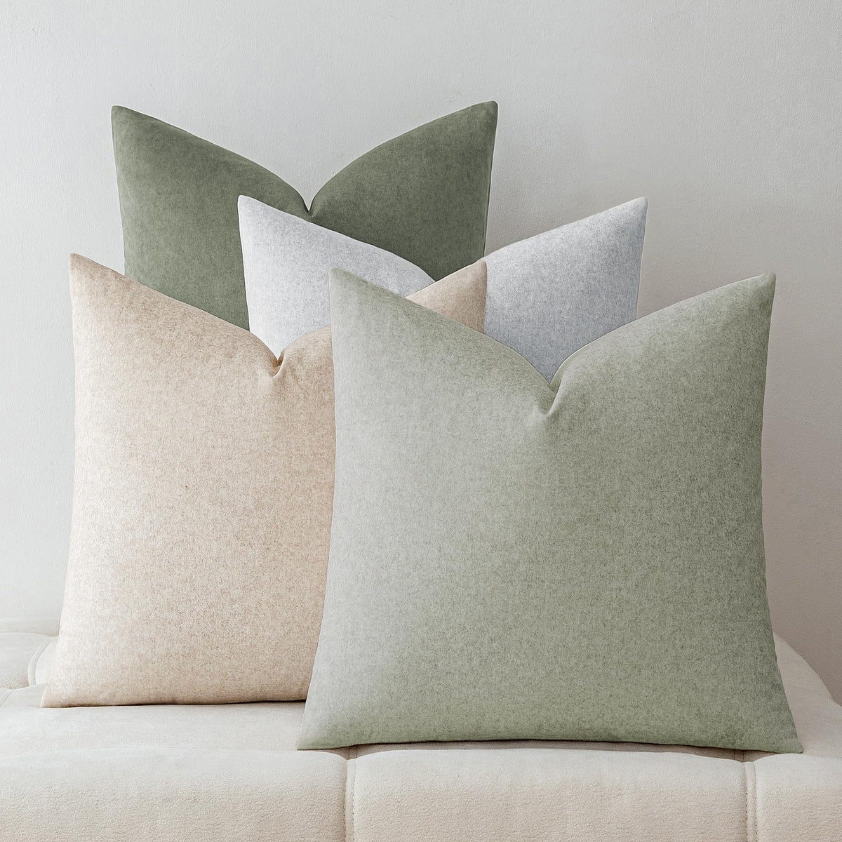 a moment waterproof throw pillow cover in green, front view, ideal for outdoor seating
