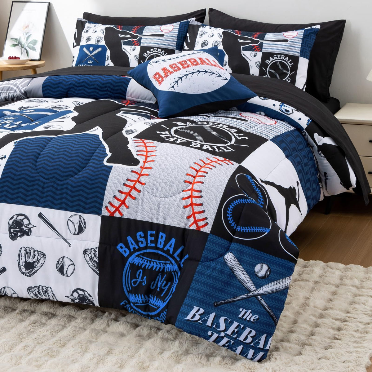 A Nice Night blue bedroom decor mood shot for modern spaces.