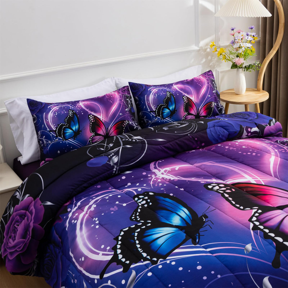 A Nice Night envelope pillowcases 20x27 complete the butterfly look
