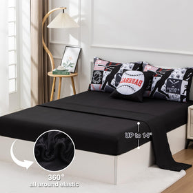 A Nice Night fitted sheet 38x74x14 keeps the bed snug and clean.