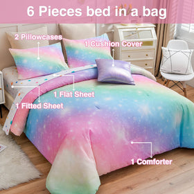 A Nice Night full-size bedding pack shows complete six-piece set.