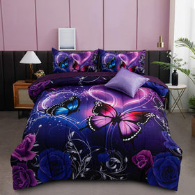 A Nice Night Galaxy twin bed set with butterfly-print design brightens a girl's room