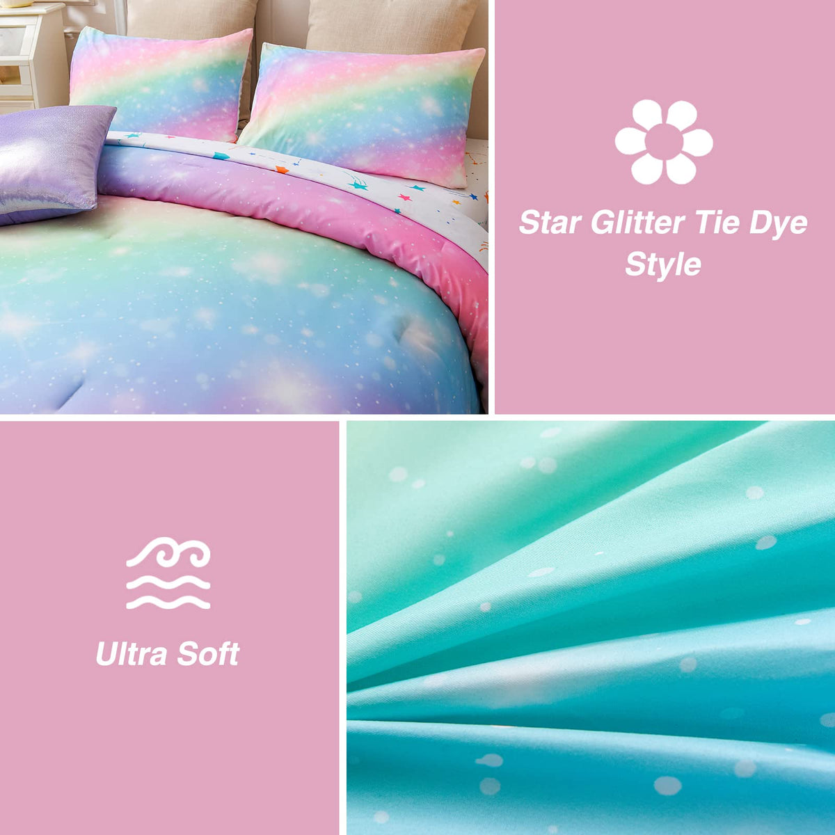 A Nice Night glitter cushion cover provides playful room accent
