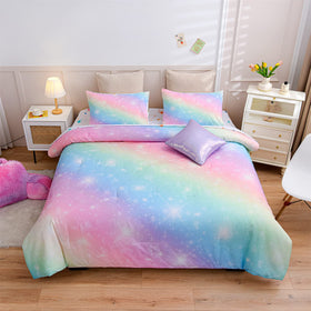 A Nice Night gradient glitter galaxy comforter on twin bed sparks imagination