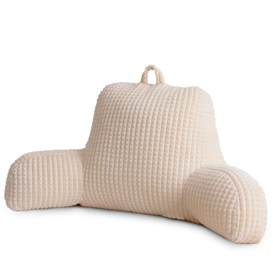 A Nice Night reading pillow backrest in ivory provides cozy bed lounging