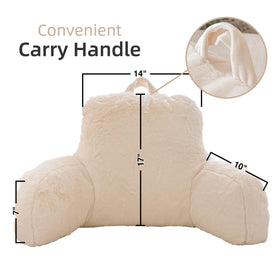 A Nice Night reading pillow on bed wedge demonstrates full back support during relaxed reading