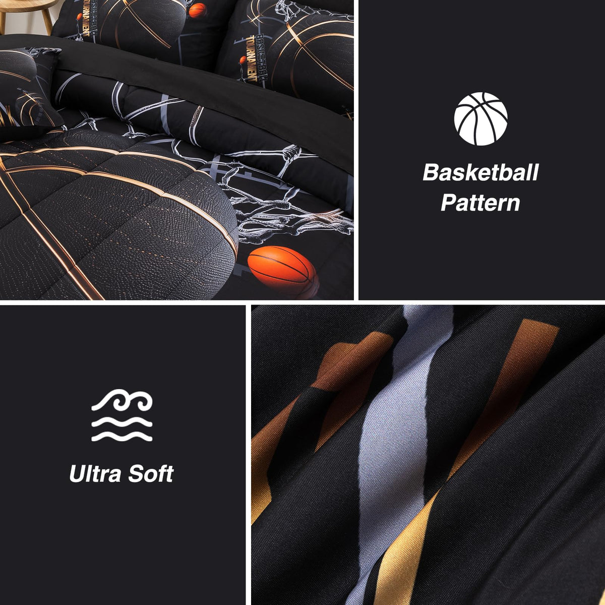 A Nice Night six-piece bedding set bag shows a complete youth bedroom upgrade.