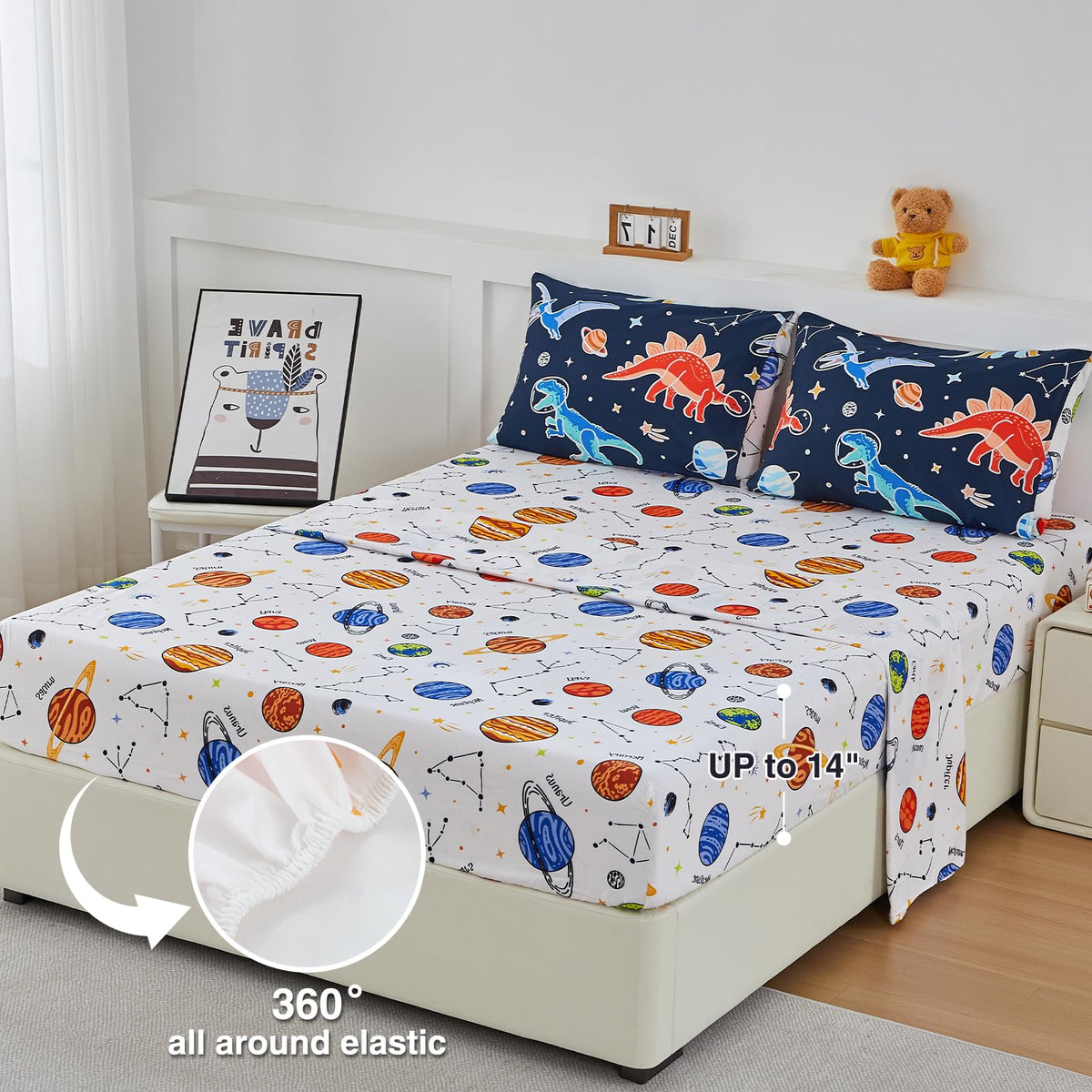 A Nice Night space-pattern bedding highlighting space-themed print