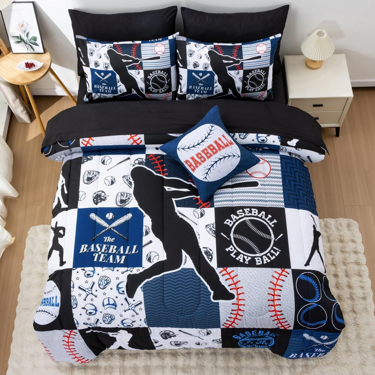 A Nice Night twin set flat sheet detail in blue.