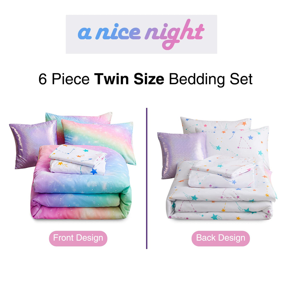 A Nice Night twin-size bedding set ideal for year-round comfort