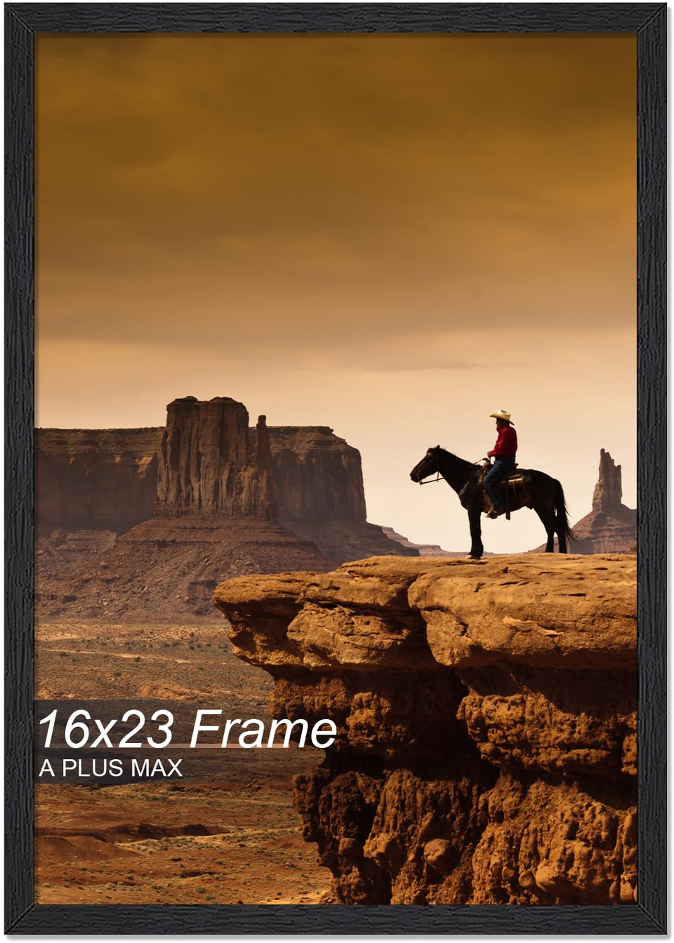 A PLUS MAX 16x23 frame front view with black woodgrain finish for wall display.