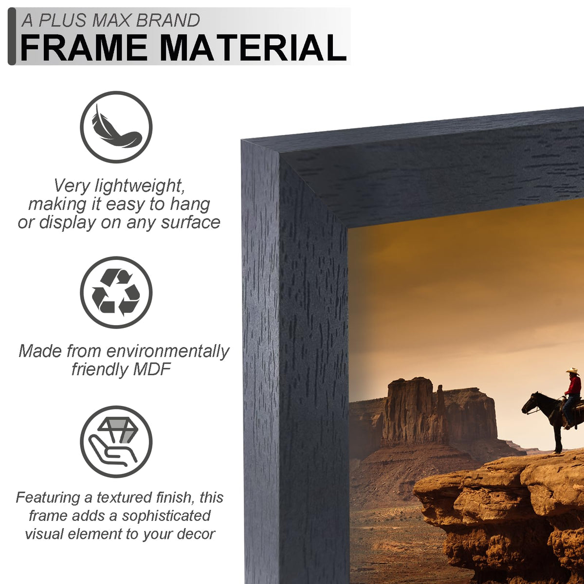 A PLUS MAX 18x24 frame backside shows the lightweight backboard for easy hanging.
