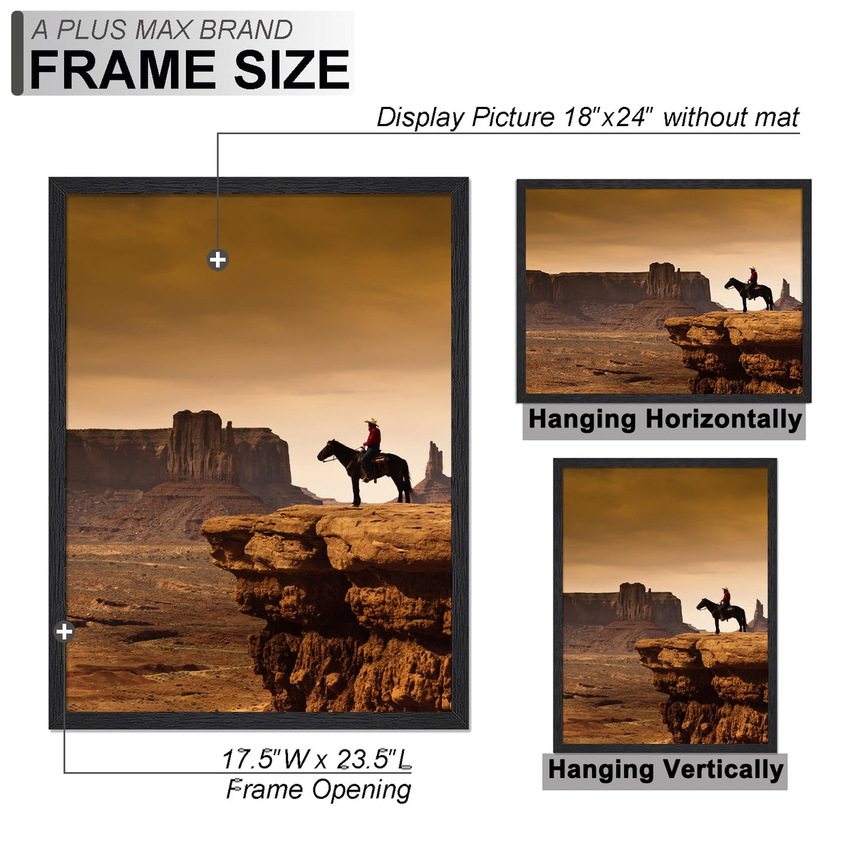 A PLUS MAX 18x24 frame with HD protective cover safeguards images.