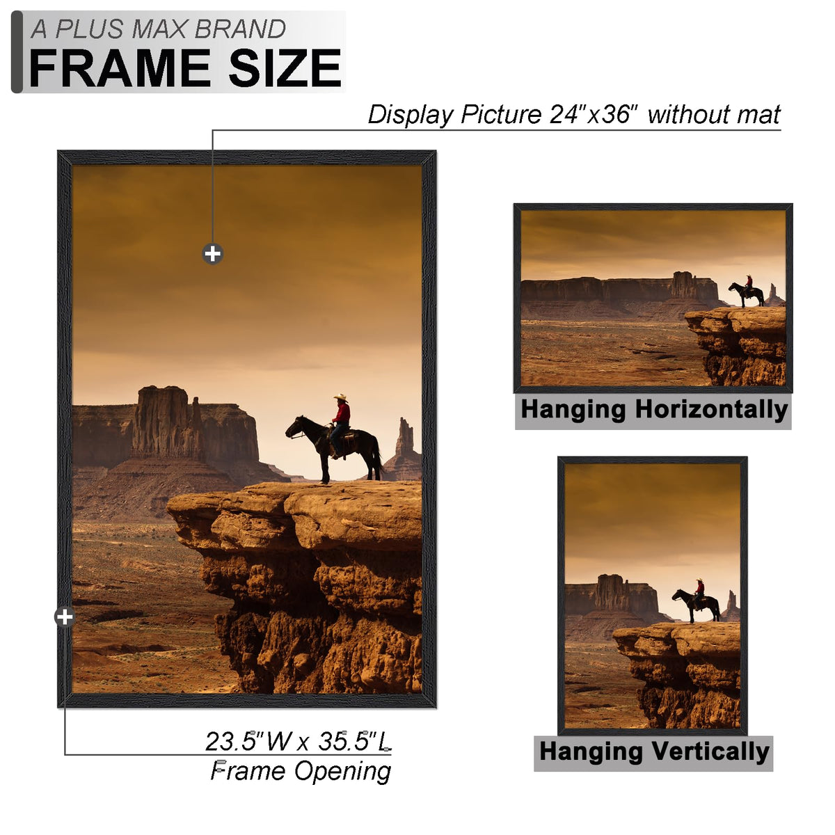 A PLUS MAX 24x36 frame backboard assembly keeps photos secure.